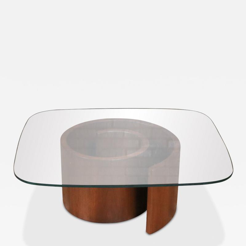 Vladimir Kagan Vladimir Kagan Snail Walnut Glass Coffee Table for Selig