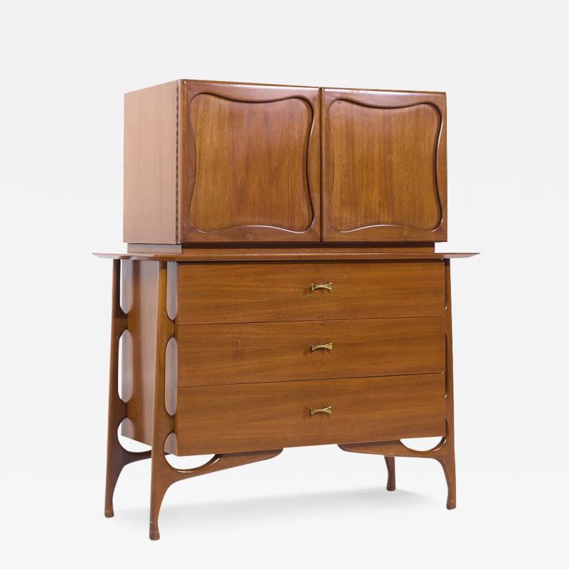 Vladimir Kagan Vladimir Kagan Style Mid Century Sculptural Walnut Highboy Dresser