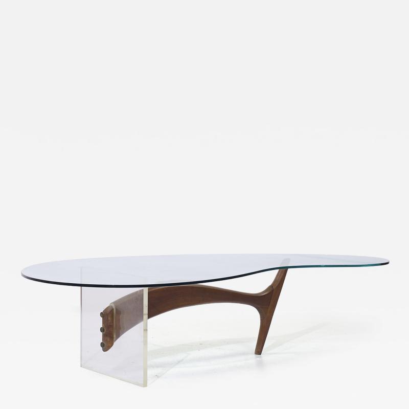 Vladimir Kagan Vladimir Kagan Style Mid Century Walnut and Lucite Kidney Shaped Coffee Table