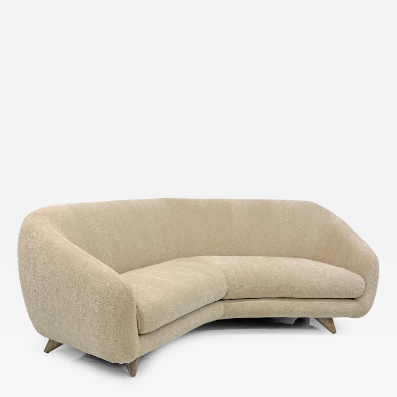 Vladimir Kagan Vladimir Kagan Wide Angle Tangent Sofa Model 506 In Tan Chenille