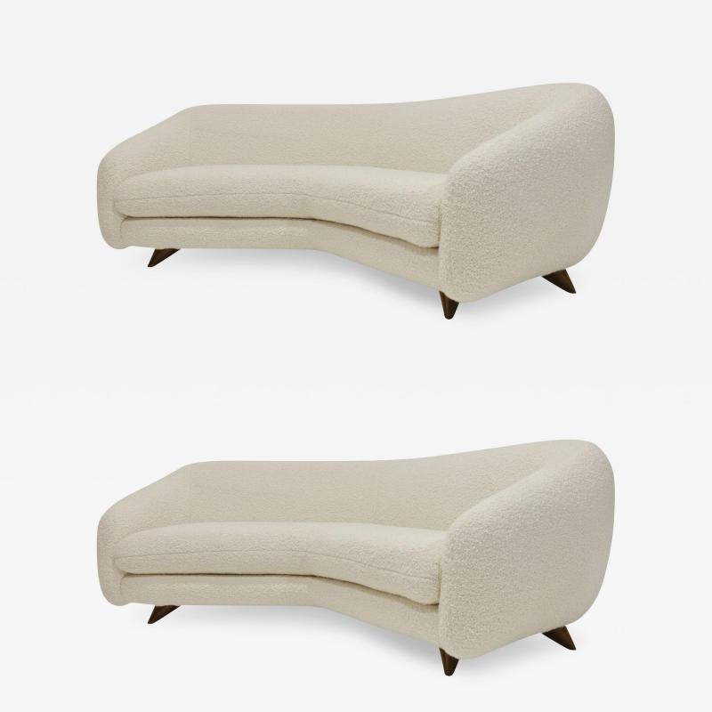 Vladimir Kagan Vladimir Kagan Wide Angle Tangent Sofas Model 506 in Holly Hunt Teddy 1950s