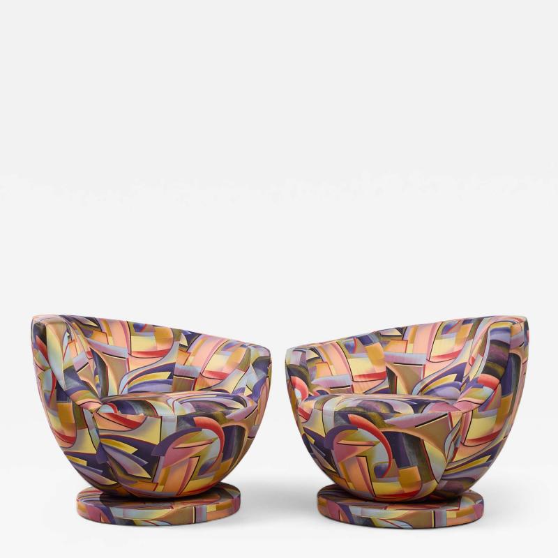 Vladimir Kagan Vladimir Kagan for Directional Mid Century Corkscrew Swivel Chairs Pair