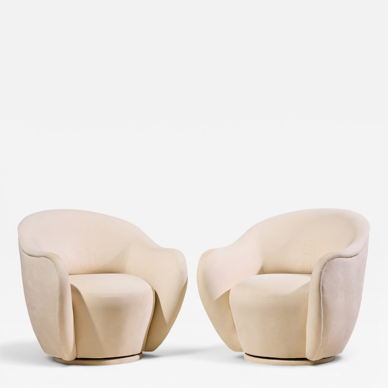 Vladimir Kagan Vladimir Kagan for Directional Model 100A Mid Century Swivel Lounge Chair Pair