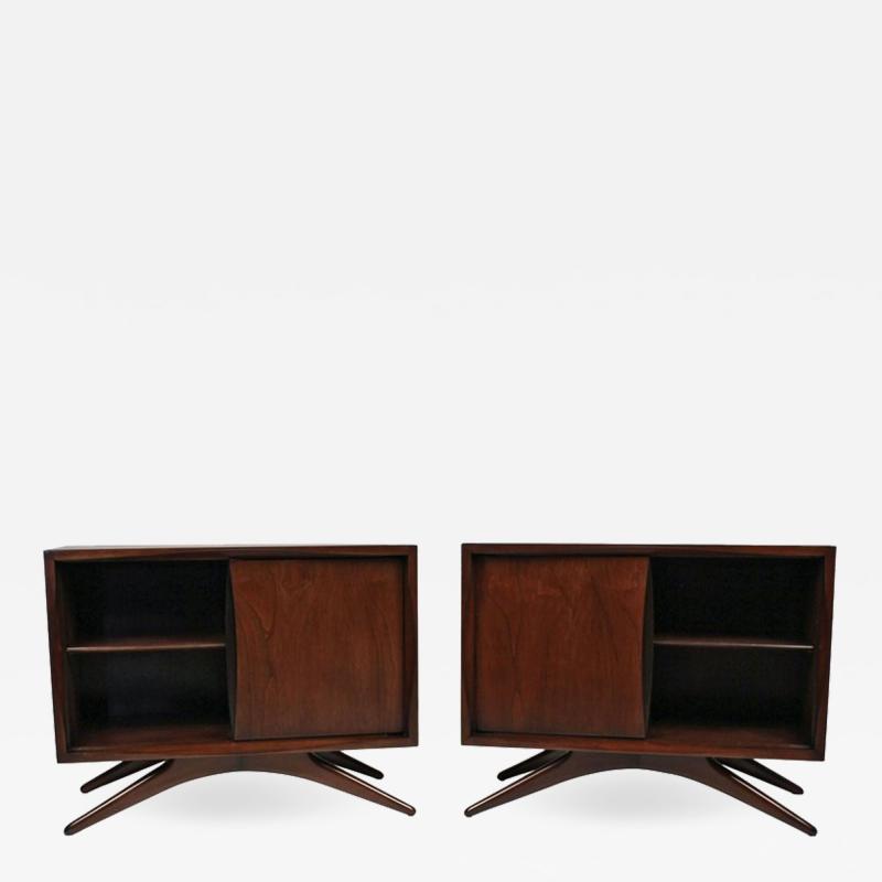 Vladimir Kagan Vladimir Kagan for Grosfeld House Sculptural Walnut Nightstands 1950s