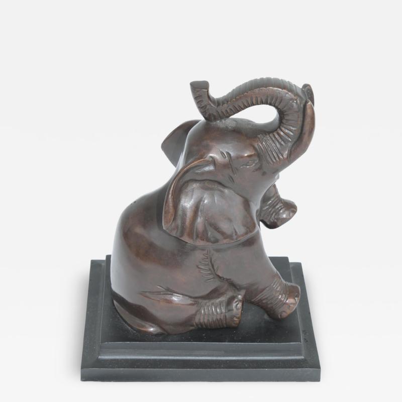 Vtg Pair ART DECO Baby Elephant BookEnds Bronzed Metal