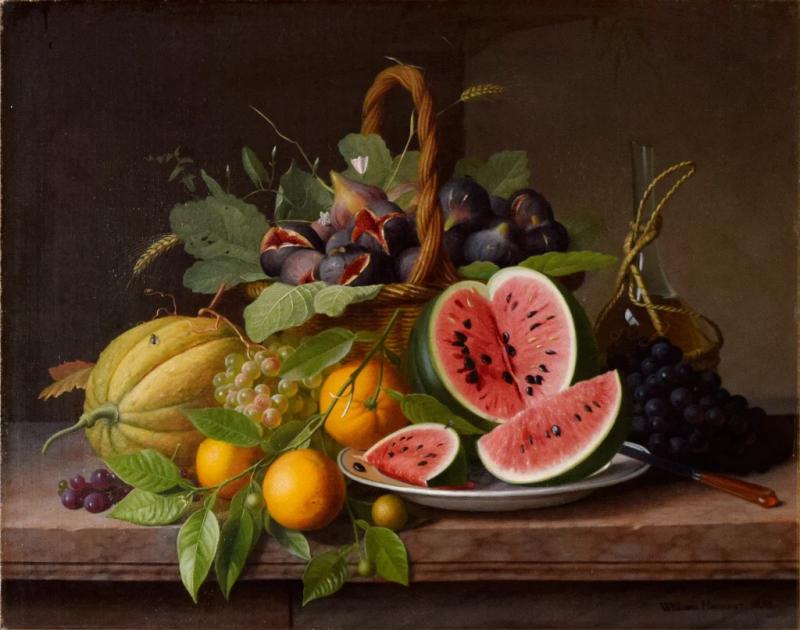 WILLIAM HAMMER WILLIAM HAMMER DANISH 1821 1889 STILL LIFE WITH FRUITS ON A STONE LEDGE