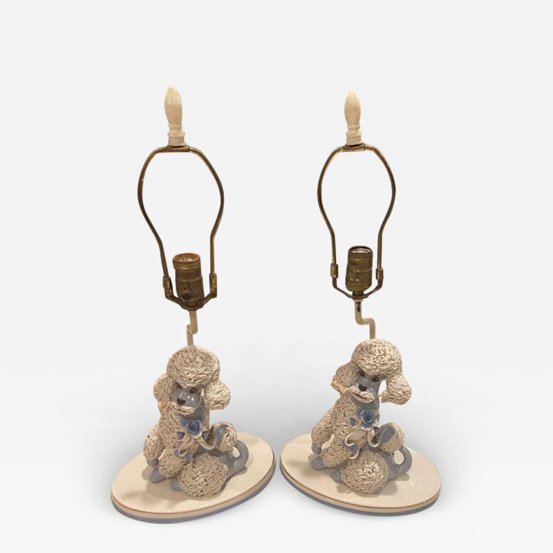 WONDERFUL PAIR OF MID CENTURY ITALIAN CERAMIC POODLE LAMPS