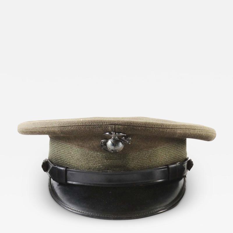 WWII USMC Officers Visor Cap Joe Foss Embossed on the Sweatband
