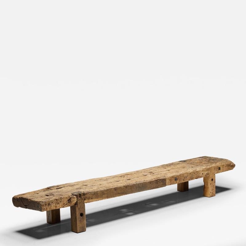 Wabi Sabi Primitive Rustic Bench France 19th Century
