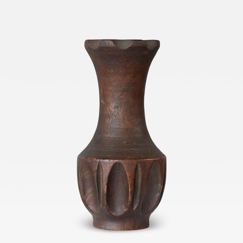 Wabi Sabi Style Vase in Carved Wood 1960s