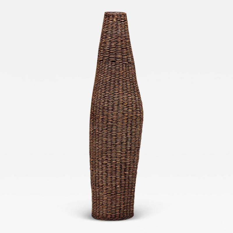 Wabi Sabi Woven Rattan Floor Lamp 1960s