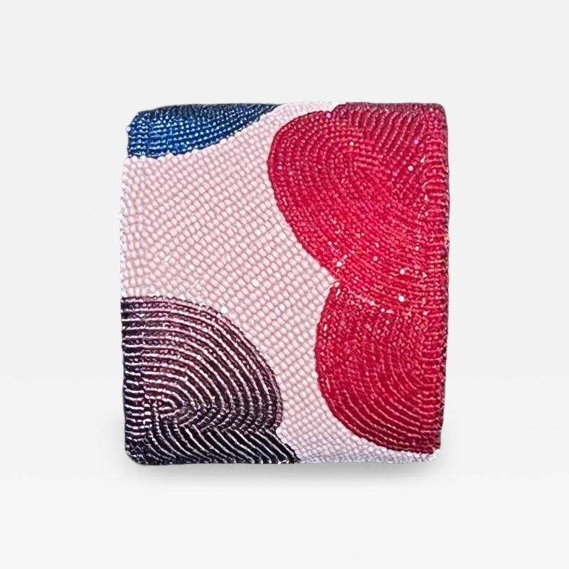 Wade Patton Pink Red and Blue Cloud beaded cuff
