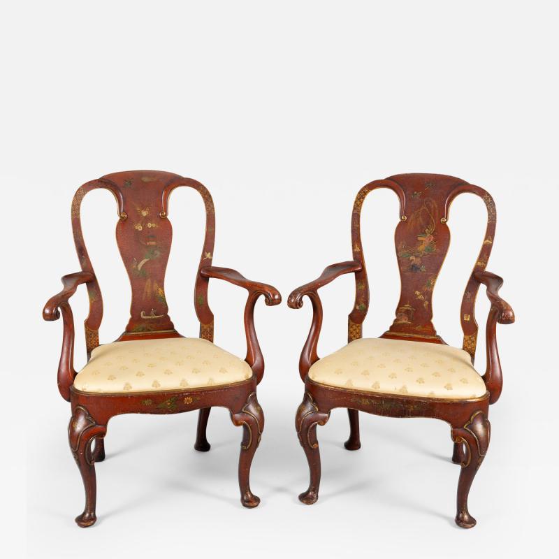 Waldorf Astoria George I Style Chinoiserie Armchairs A Pair