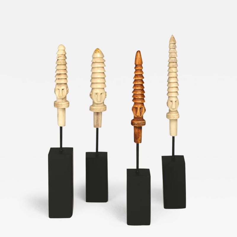 Walker Zabriskie Bone Carved Figurine Sculptures