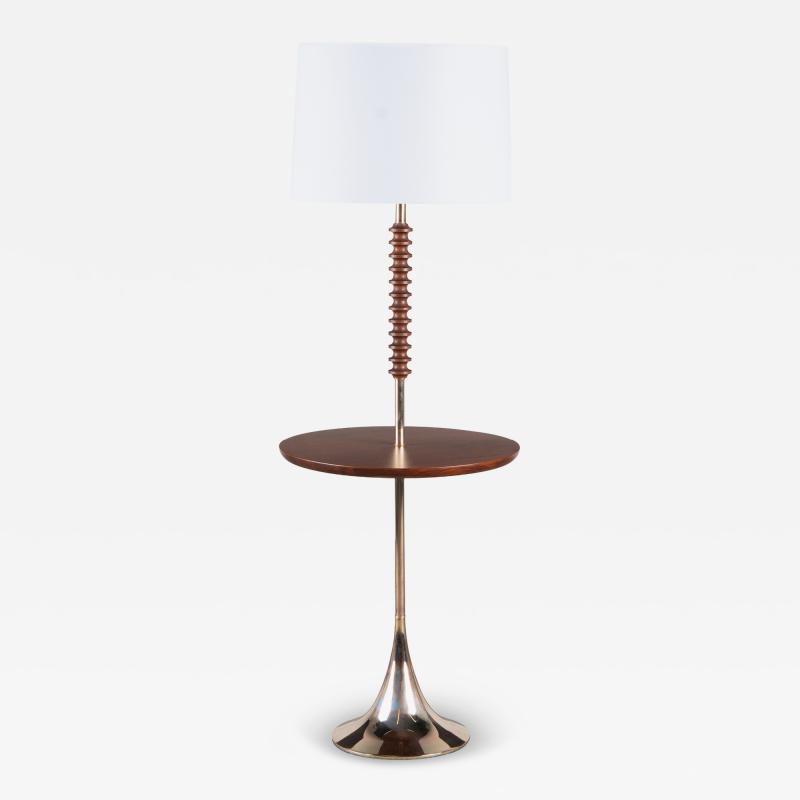 Walnut Brass Table Floor Lamp