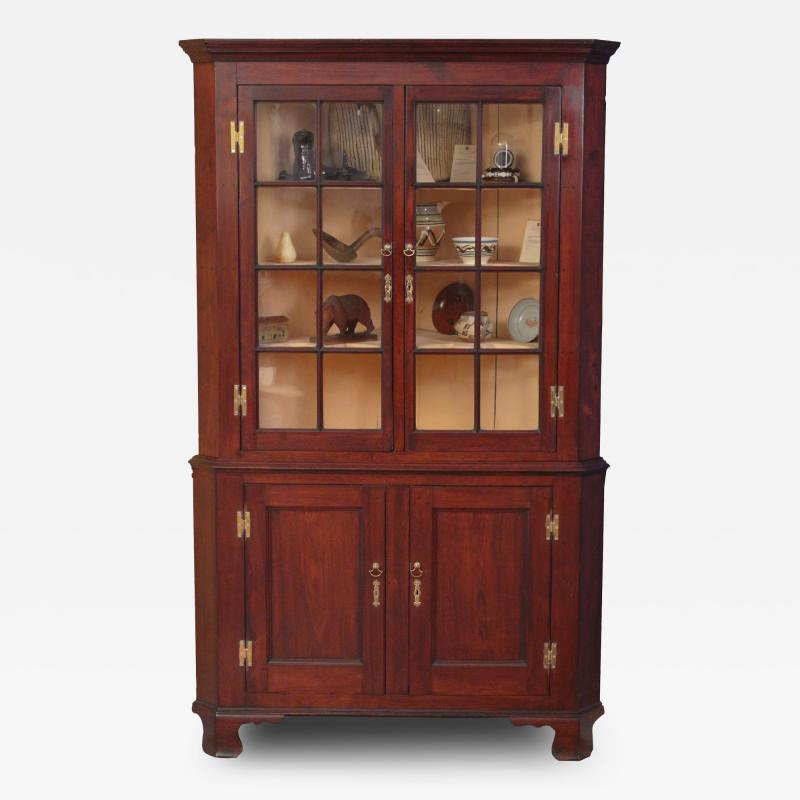 Walnut Chippendale Two Piece Corner Cupboard