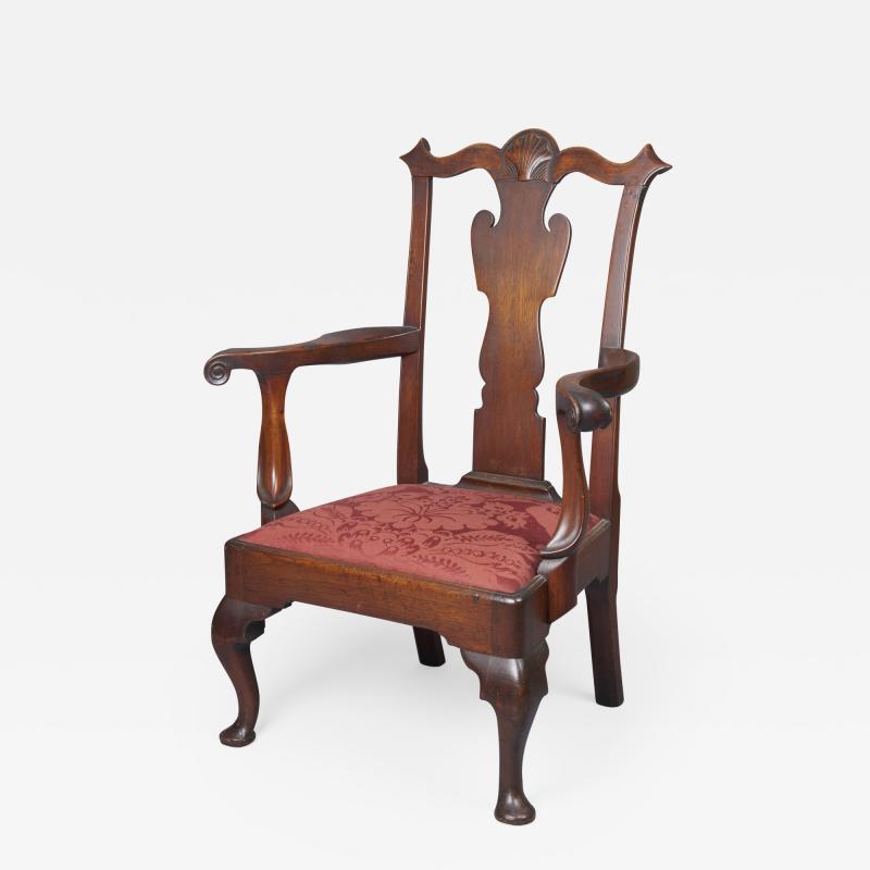 Walnut Queen Anne Arm Chair