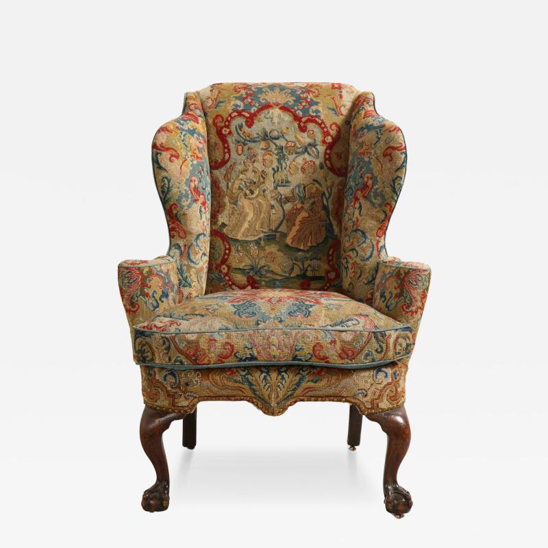 Walnut Wingchair with Original Needlepoint circa 1735