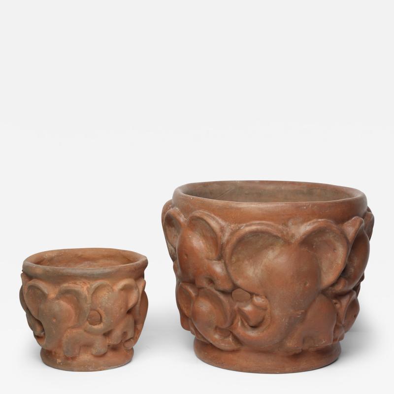 Walter Bosse Pair of Terracotta Jardinieres with Elephants by Walter Bosse Kufstein Austria