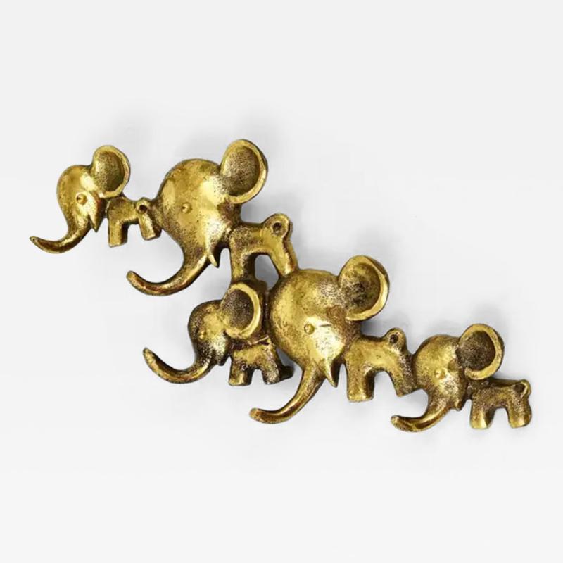Walter Bosse Walter Bosse Elephants Brass Key Hanger by Herta Baller Austria 1950s