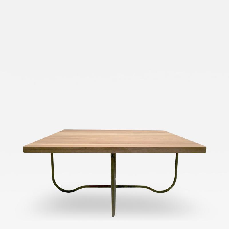 Walter Lamb Bronze Square Cocktail Table with wood top