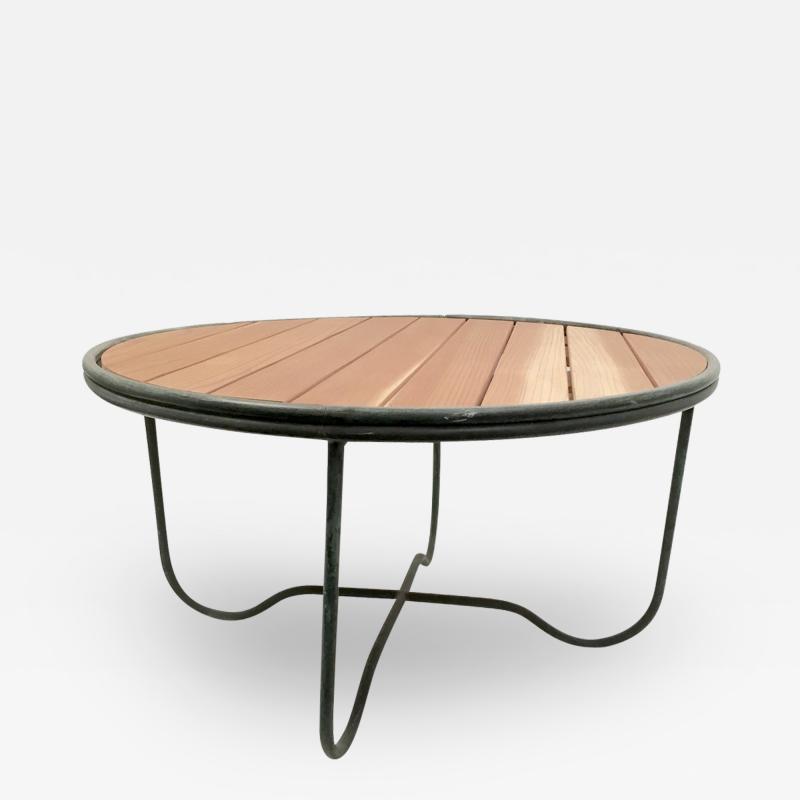 Walter Lamb Bronze and Wood Round Cocktail Table