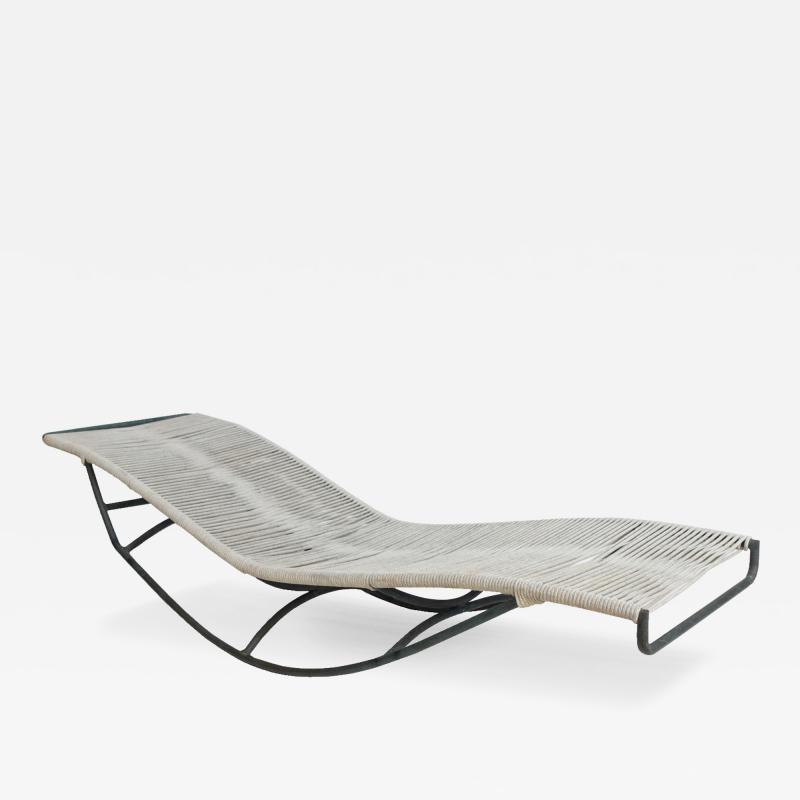 Walter Lamb Walter Lamb for Brown Jordan Rope Waikiki Bronze Patio Racking Chaise Lounge