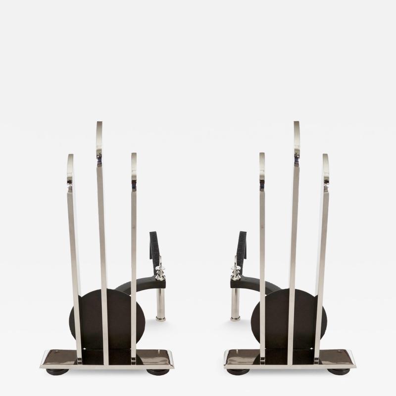 Walter Von Nessen Original 1930s Streamline Moderne Andirons