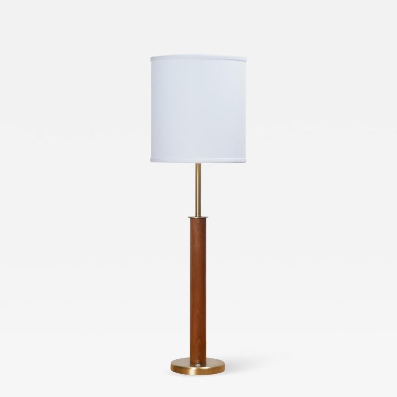 Walter Von Nessen Walnut Brass Buffet Accent Lamp by Walter von Nessen for Nessen Studios