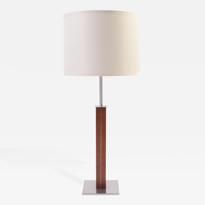 Walter Von Nessen Walnut and Chrome Lamp by Nessen Studios