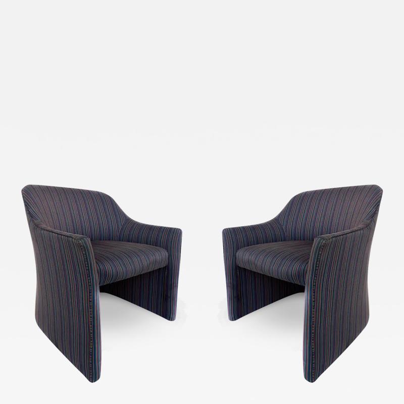 Ward Bennett 1980s Upholstered Postmodern Chairs by Ward Bennett Pair