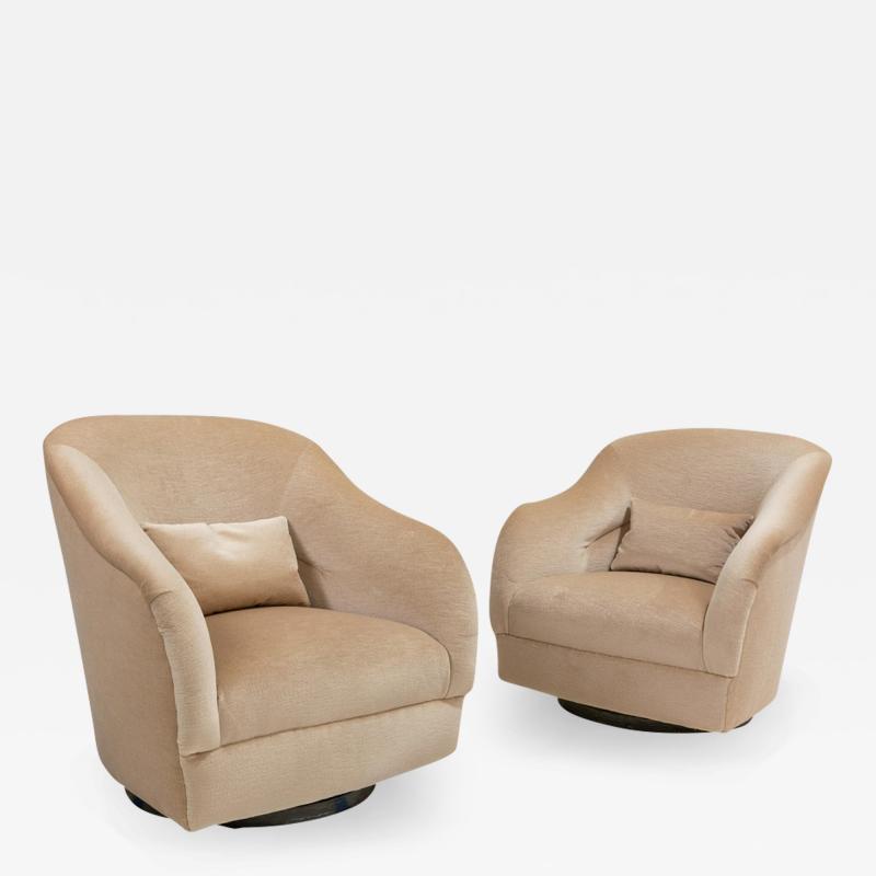 Ward Bennett Pair Ward Bennett Style Swivel Chairs