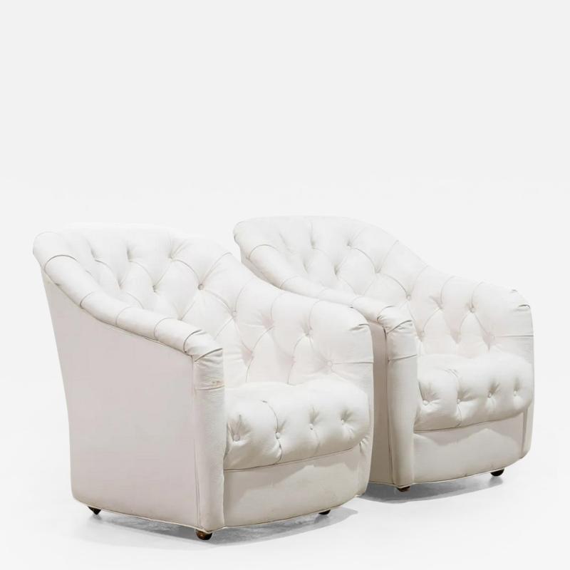 Ward Bennett Pair Ward Bennett Tufted Lounge Chairs