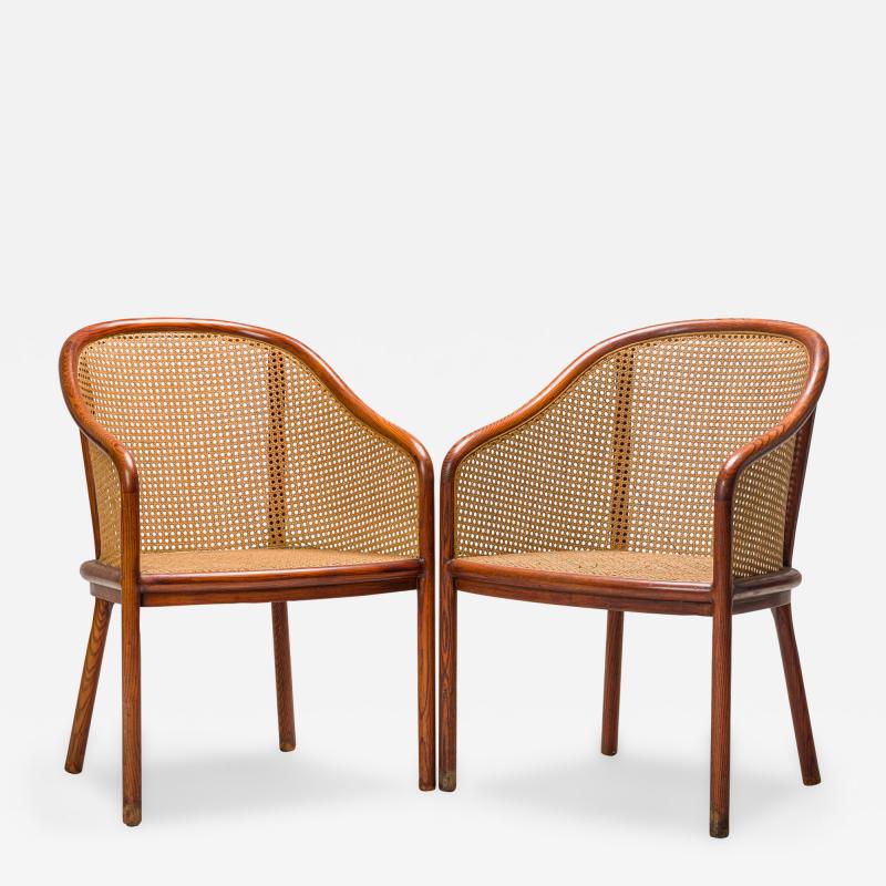 Ward Bennett Pair of Ward Bennett American Steam Bent Ash and Cane Armchairs