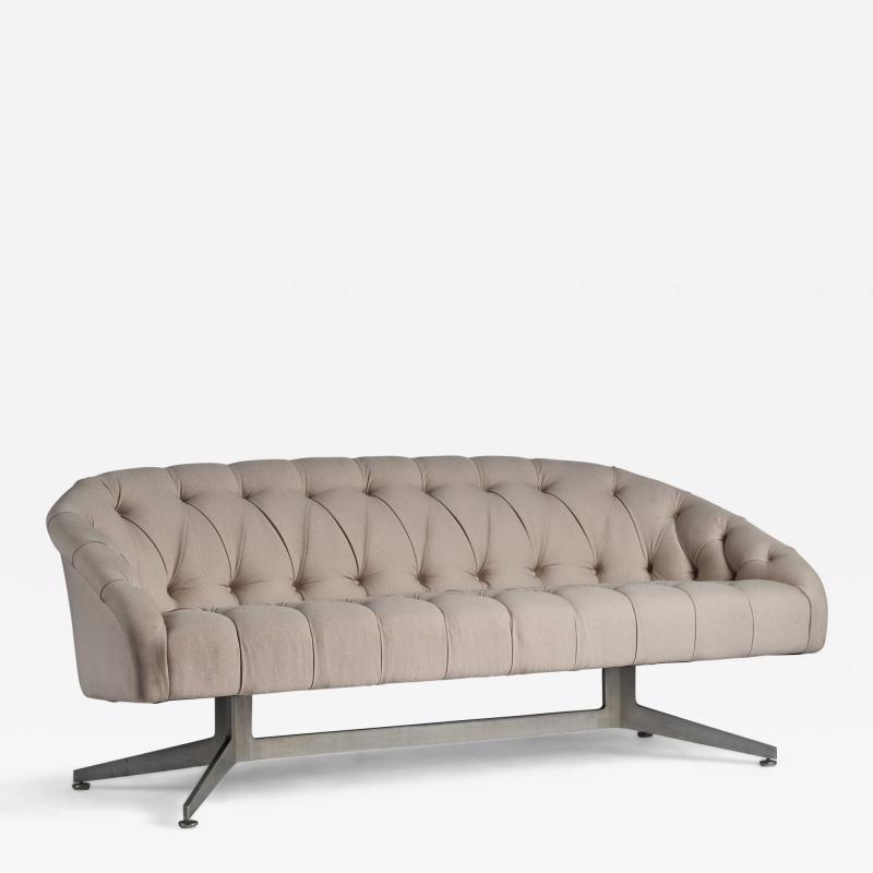 Ward Bennett Sofa with Fabric and Aluminium USA 1950s