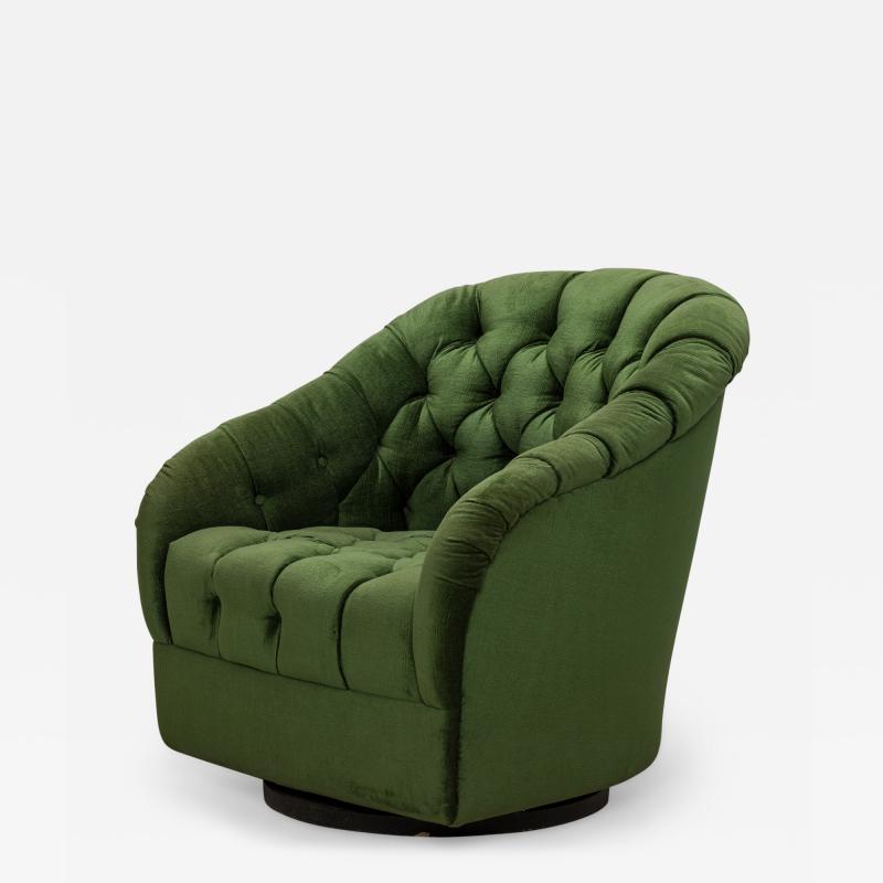 Ward Bennett Ward Bennett AmericanGreen Button Tufted Swivel Tub Lounge Armchair