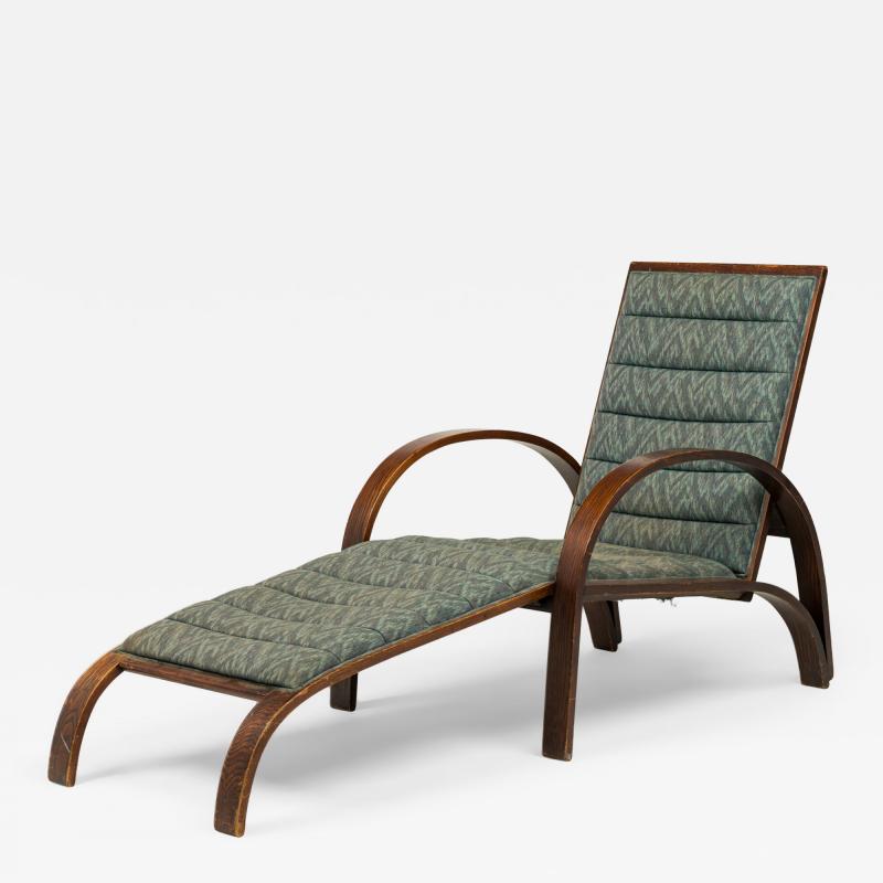 Ward Bennett Ward Bennett for Brickel Associates Steam Bent Ash and Blue Chaise Lounge
