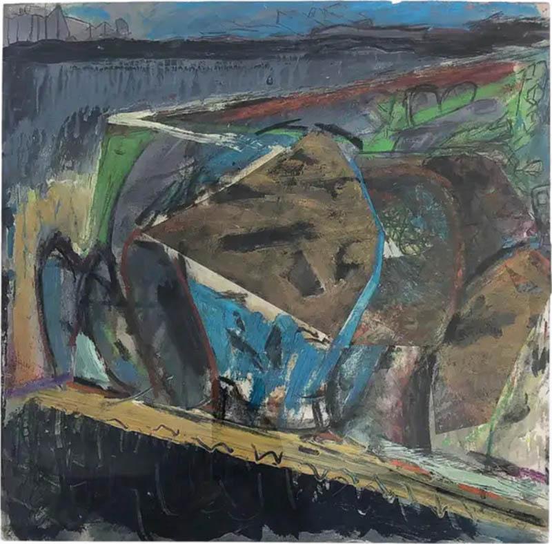 Warren Fischer Original Acrylic Abstract Painting by Warren Fischer 1989