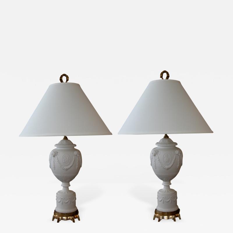 Warren Kessler A Fine Pair of White Bisque Porcelain Baluster Form Lamps
