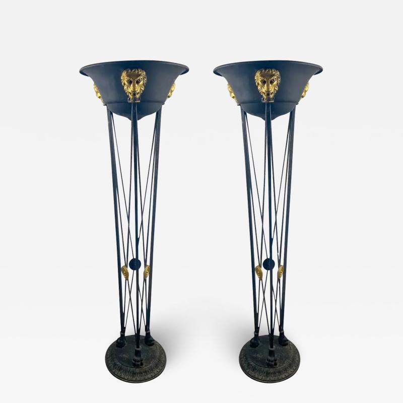 Warren McArthur Art Deco Iron Plant Stand Pedestal Figural Design After Warren McArthur a Pair