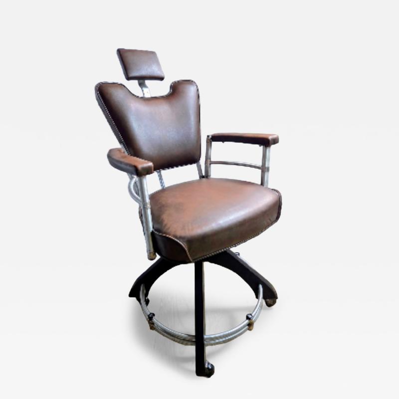 Warren McArthur Warren McArthur Furniture Corp Early Warren McArthur Reclining Shampoo Chair Custom Wood Base Model 1930s