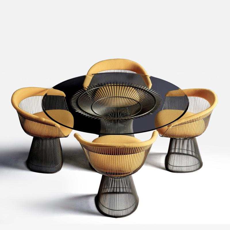 Warren Platner Set of Wire Dining Table and four Chairs by Warren Platner for Knoll
