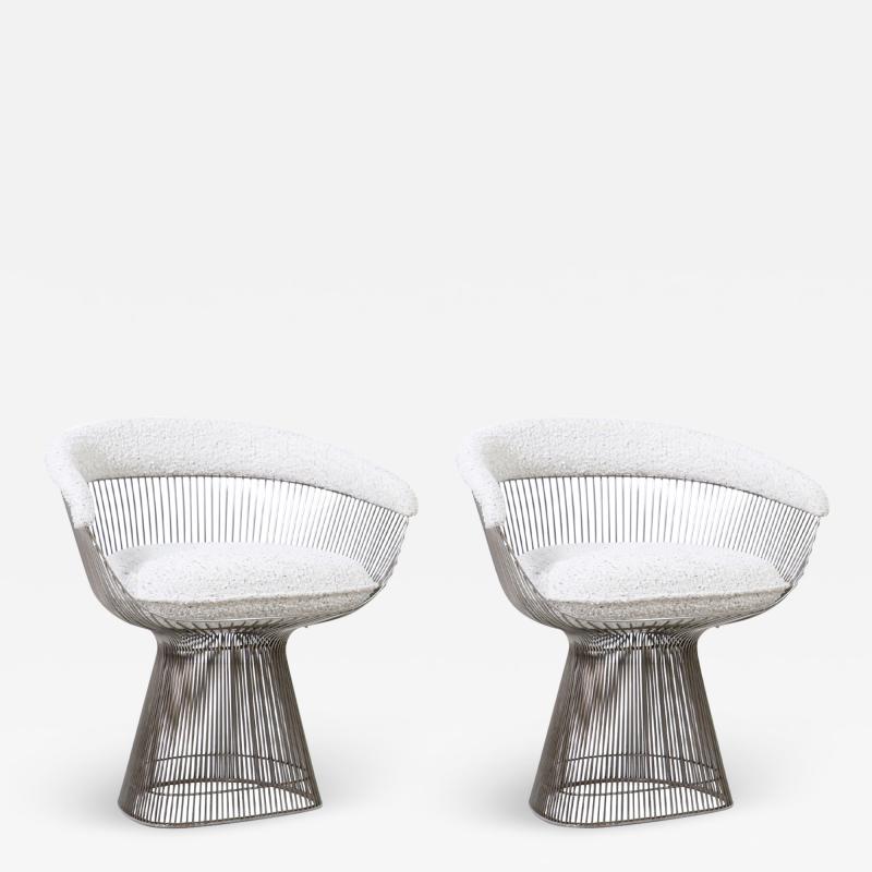 Warren Platner Warren Platner Steel Boucle Tweed Arm Chairs for Knoll