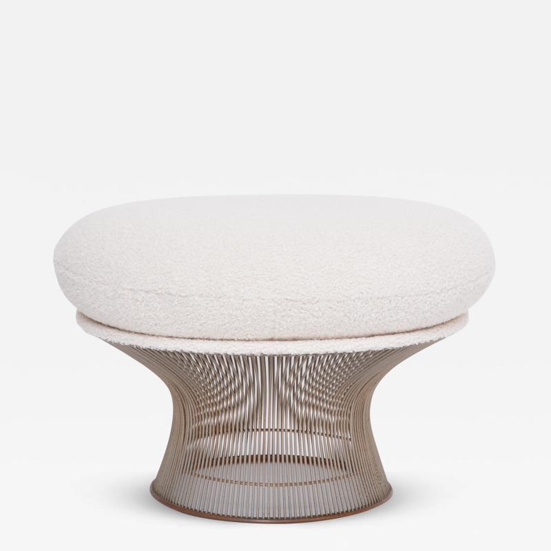 Warren Platner White reupholstered vintage Mid century ottoman by Warren Platner for Knoll