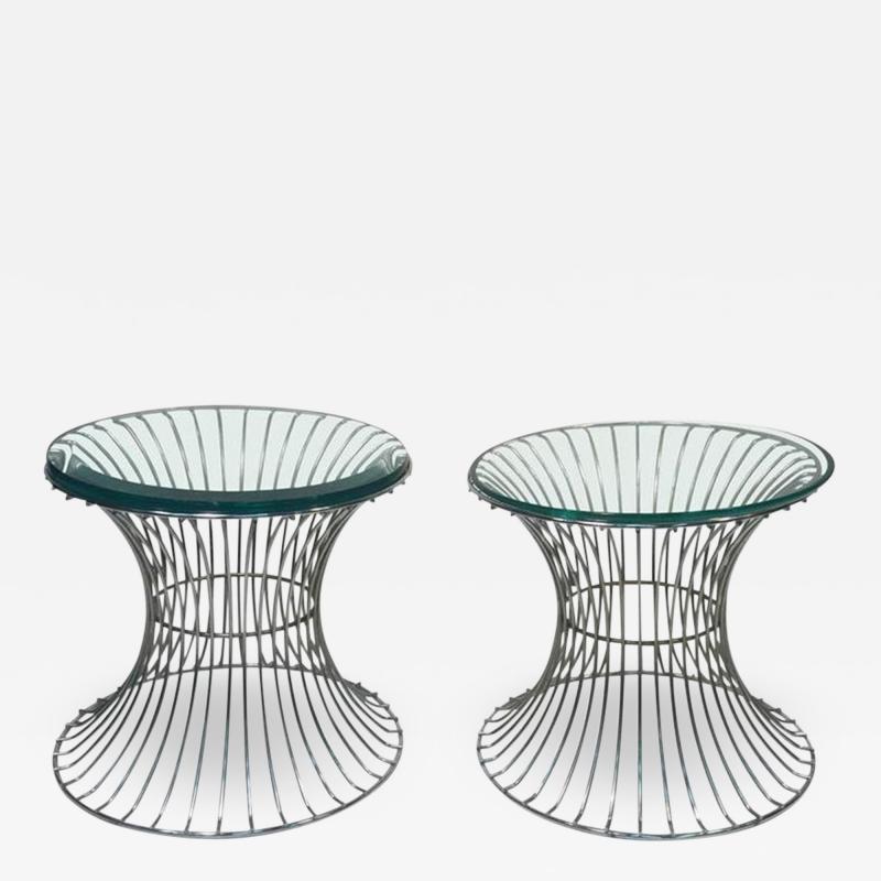 Warren Platner Wonderful Pair of Tables with Trumpeting Wire Bases by Warren Platner for Knoll