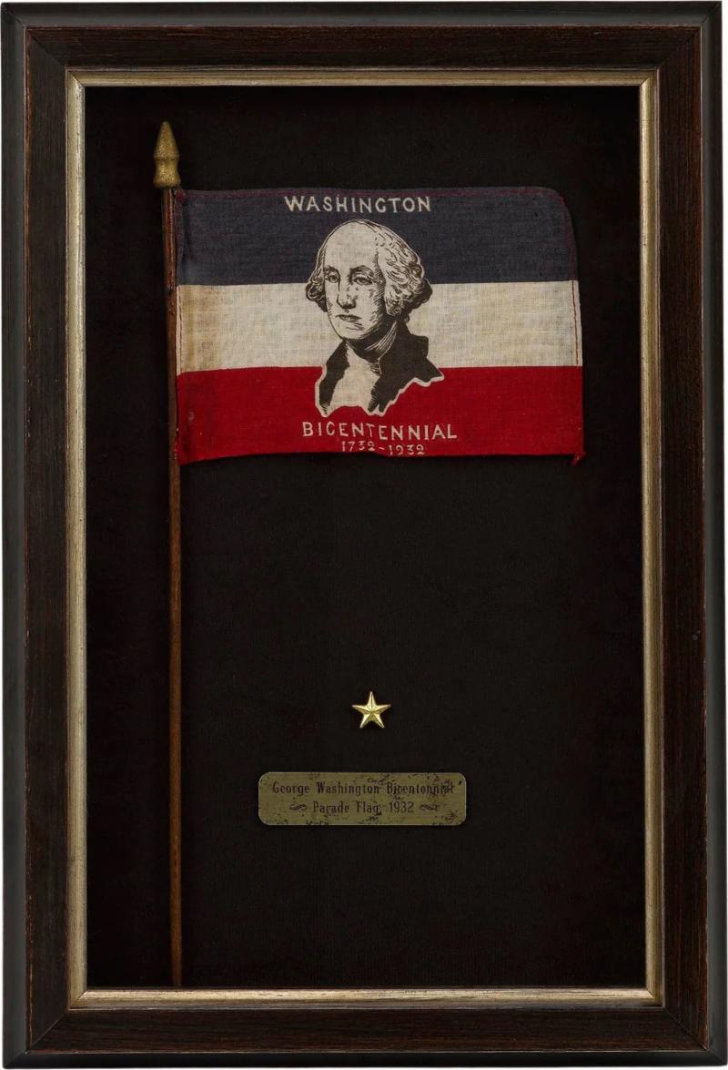 Washington Bicentennial 1732 1932 Parade Flag Printed Red White and Blue