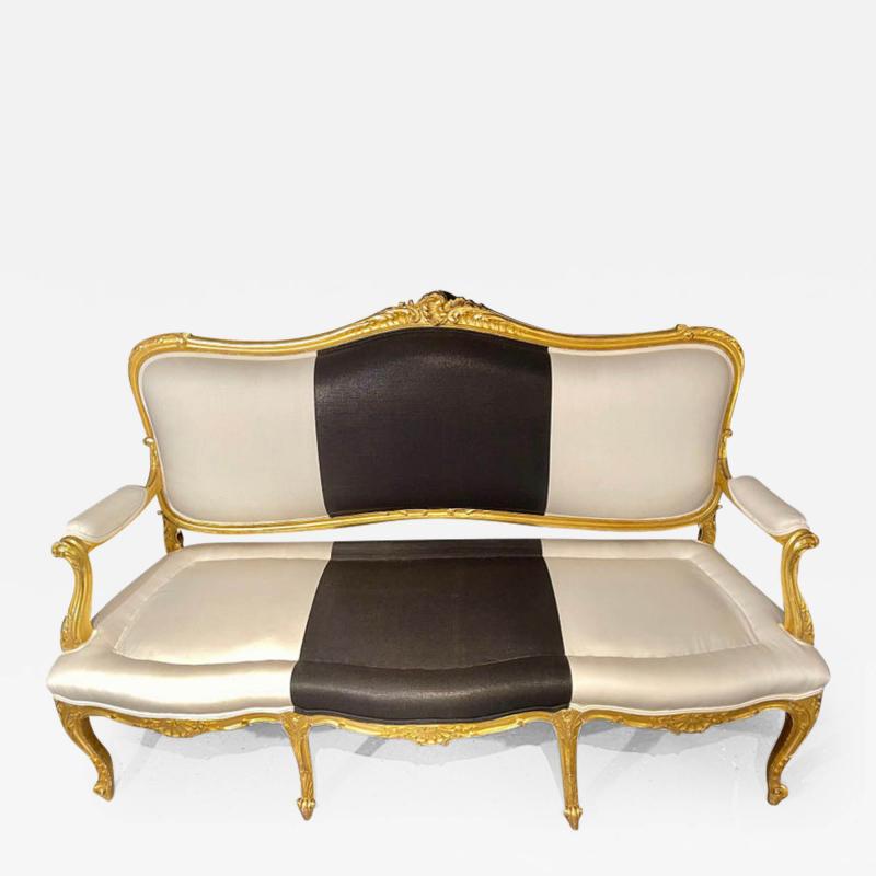 Water Gilt French Settee Sofa or Loveseat One of a Compatible Pair 1930s