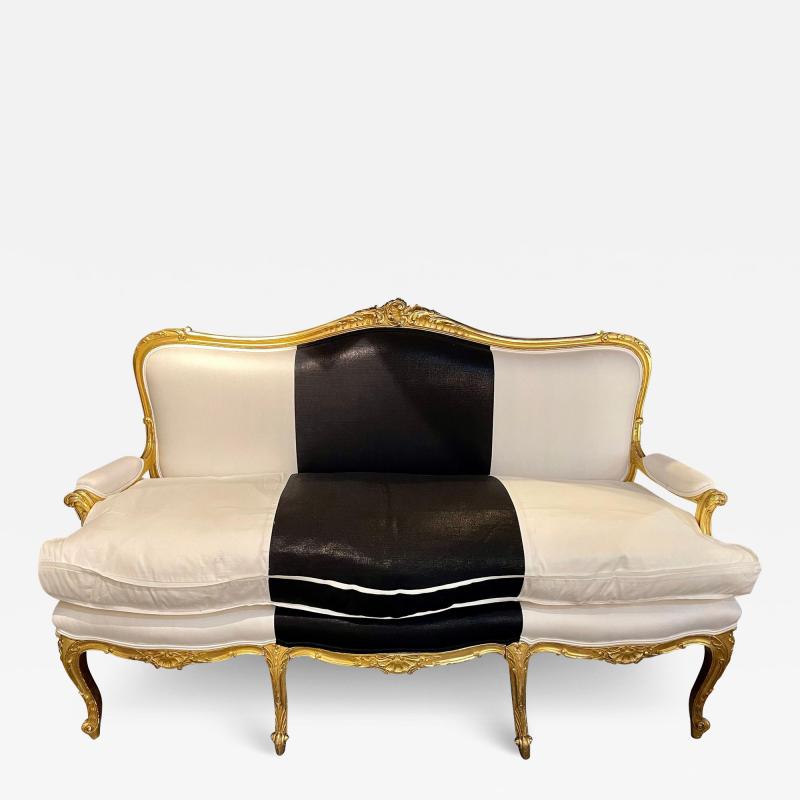 Water Gilt French Settee Sofa or Loveseat One of a Compatible Pair 1930s