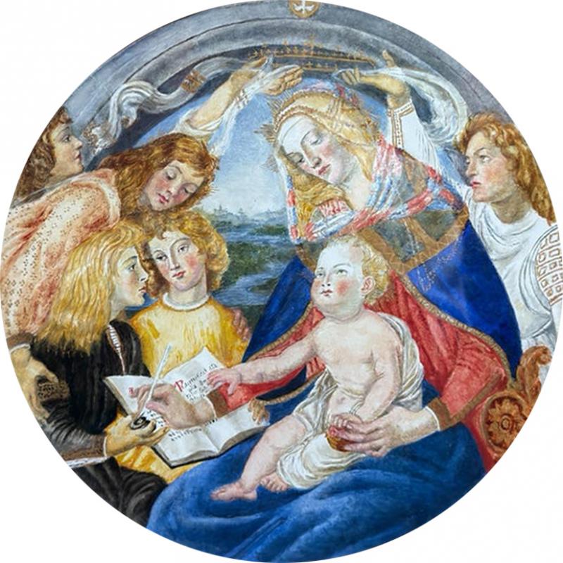 Watercolor Painting of Sandro Botticelli Madonna Del Magnificat