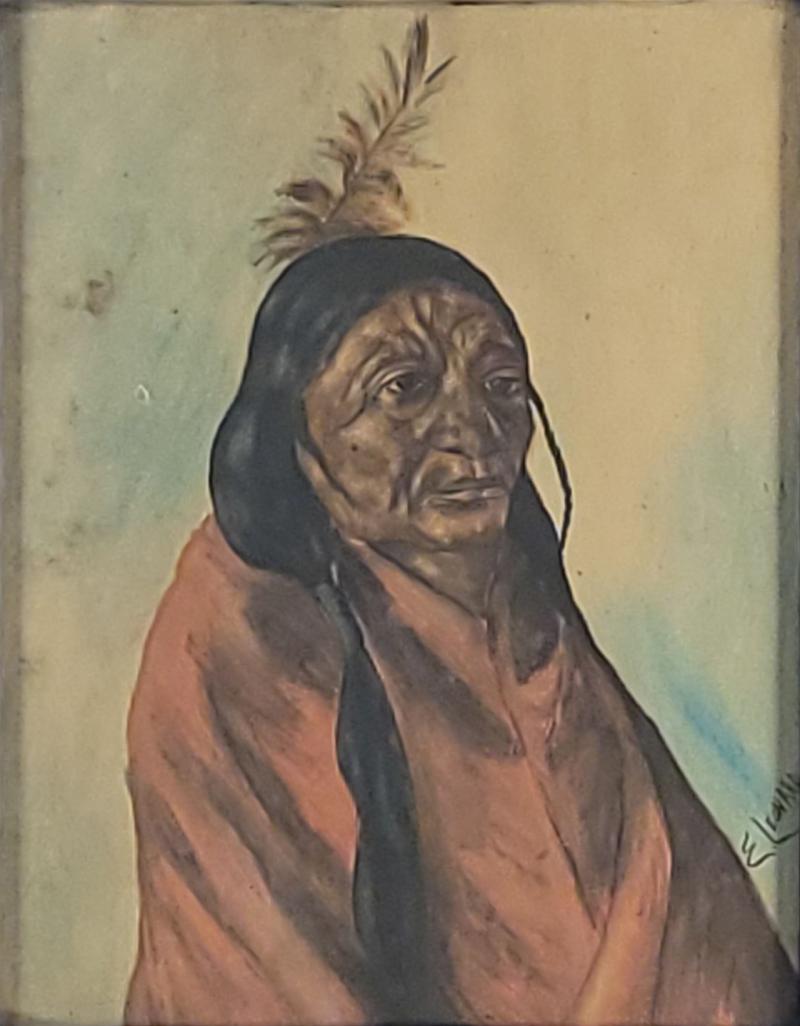 Watercolor Portrait of a Native American U S A circa 1880